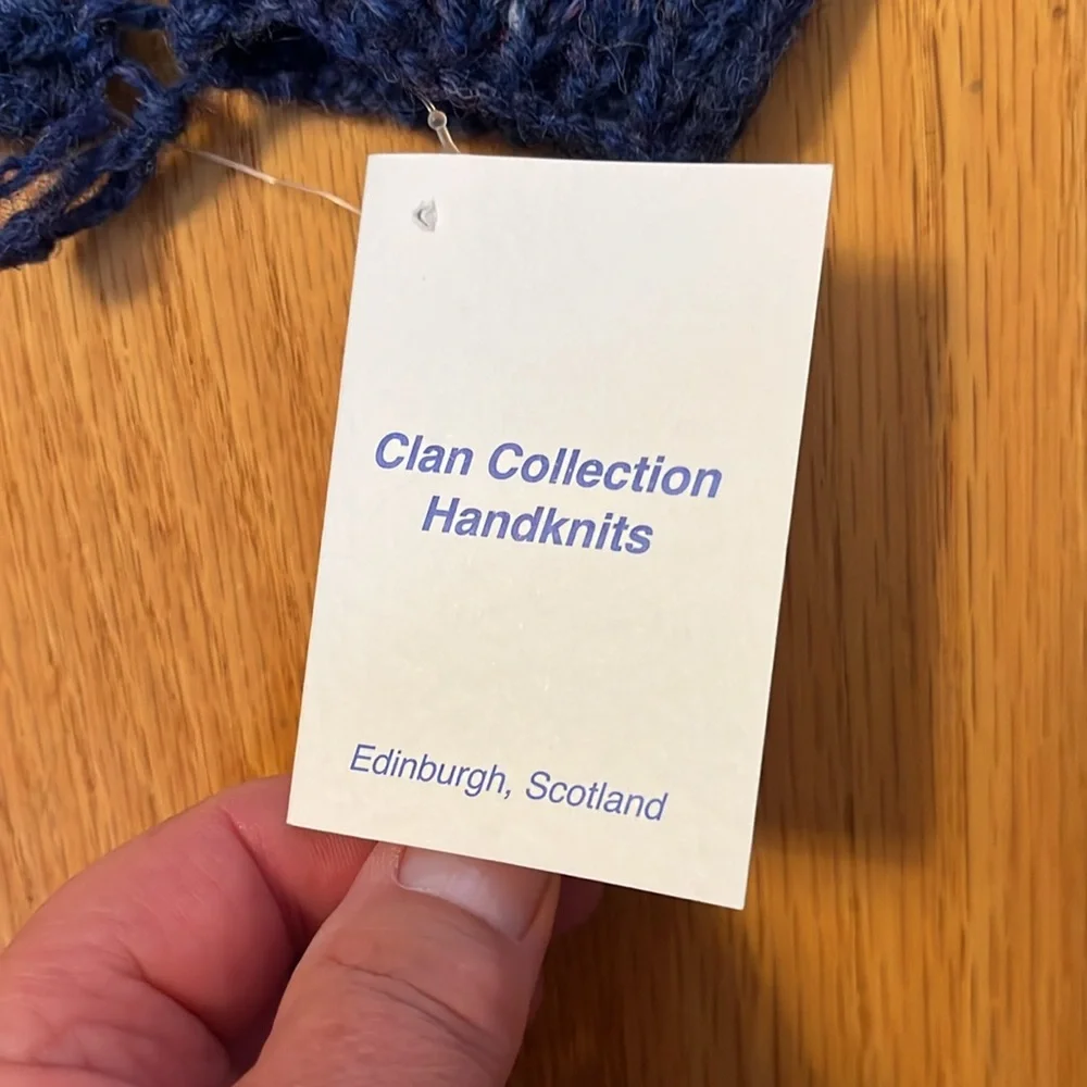 Clan collection handknits fingerless Aran mitts NWT denim blue outlander